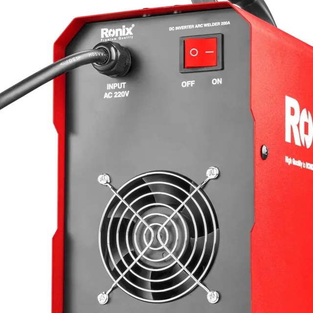 نمای نزدیک پشت اینورتر جوشکاری 200 آمپر توربو فن پلاس رونیکس مدل RH-4604